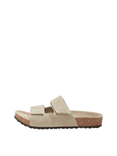 Selected Femme Betsy suede strap slider Taupe