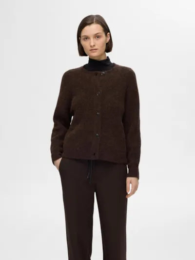 Selected Lulu short cardigan Coffee Bean