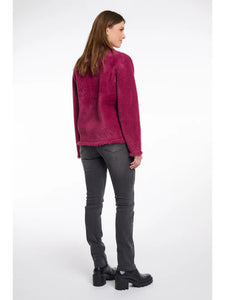 Rino & Pelle Sena knitted fringed edge jacket Winter Plum
