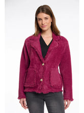 Load image into Gallery viewer, Rino &amp; Pelle Sena knitted fringed edge jacket Winter Plum
