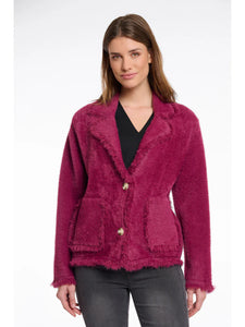 Rino & Pelle Sena knitted fringed edge jacket Winter Plum