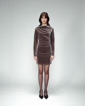 Load image into Gallery viewer, Grace &amp; Mila Oceane velvet draped short dress Grey
