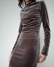 Load image into Gallery viewer, Grace &amp; Mila Oceane velvet draped short dress Grey
