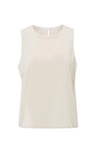YAYA sleeveless woven top with round neckline