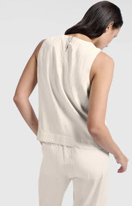 YAYA sleeveless woven top with round neckline