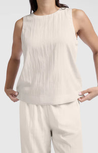 YAYA sleeveless woven top with round neckline