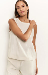 YAYA sleeveless woven top with round neckline