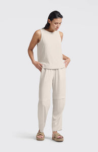 YAYA sleeveless woven top with round neckline
