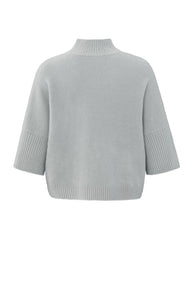 YAYA High neck three quarter sleeve soft knit Harbour Mist Grey