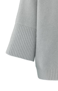 YAYA High neck three quarter sleeve soft knit Harbour Mist Grey