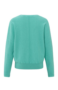 YAYA Batwing V neck soft sweater Pool Blue