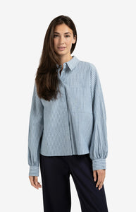 YAYA Striped shirt with yoke detail Vintage Blue