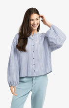 Load image into Gallery viewer, YAYAStriped blouse with shirred detail Navy Blazer Design - CW CW 
