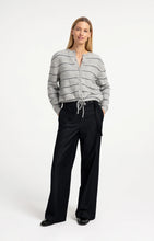 Load image into Gallery viewer, YAYA Striped knitted cardigan with tie detail Medium Grey Melange
