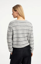 Load image into Gallery viewer, YAYA Striped knitted cardigan with tie detail Medium Grey Melange
