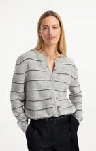 Load image into Gallery viewer, YAYA Striped knitted cardigan with tie detail Medium Grey Melange
