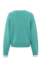 Load image into Gallery viewer, YAYA Contrast trim sweater Lagoon Blue
