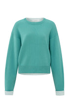 Load image into Gallery viewer, YAYA Contrast trim sweater Lagoon Blue
