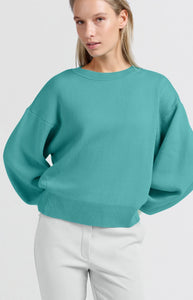 YAYA Contrast trim sweater Lagoon Blue