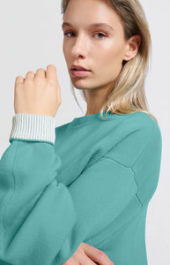 YAYA Contrast trim sweater Lagoon Blue