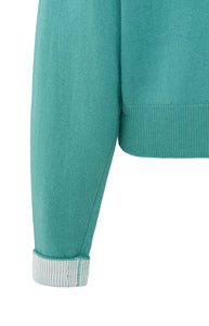 YAYA Contrast trim sweater Lagoon Blue