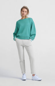 YAYA Contrast trim sweater Lagoon Blue