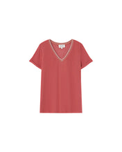 Load image into Gallery viewer, Grace &amp; Mila Manuel lurex jacquard edged V neck Cinammon Rose
