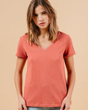 Load image into Gallery viewer, Grace &amp; Mila Manuel lurex jacquard edged V neck Cinammon Rose
