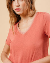 Load image into Gallery viewer, Grace &amp; Mila Manuel lurex jacquard edged V neck Cinammon Rose
