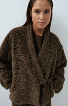 Load image into Gallery viewer, YAYA Teddy wrap jacket with tie closure Slate Brown
