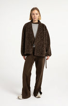 Load image into Gallery viewer, YAYA Teddy wrap jacket with tie closure Slate Brown
