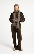 Load image into Gallery viewer, YAYA Teddy wrap jacket with tie closure Slate Brown
