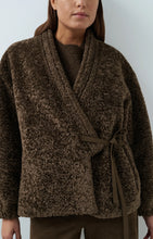 Load image into Gallery viewer, YAYA Teddy wrap jacket with tie closure Slate Brown

