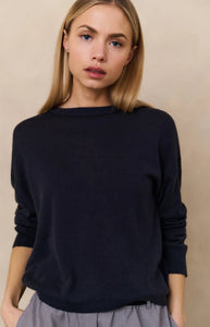 YAYA Textured knitted sweater Inkwell Blue