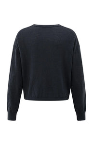 YAYA Textured knitted sweater Inkwell Blue