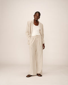 Grace & Mila Perry pinstripe soft trouser Beige