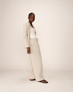 Grace & Mila Perry pinstripe soft trouser Beige