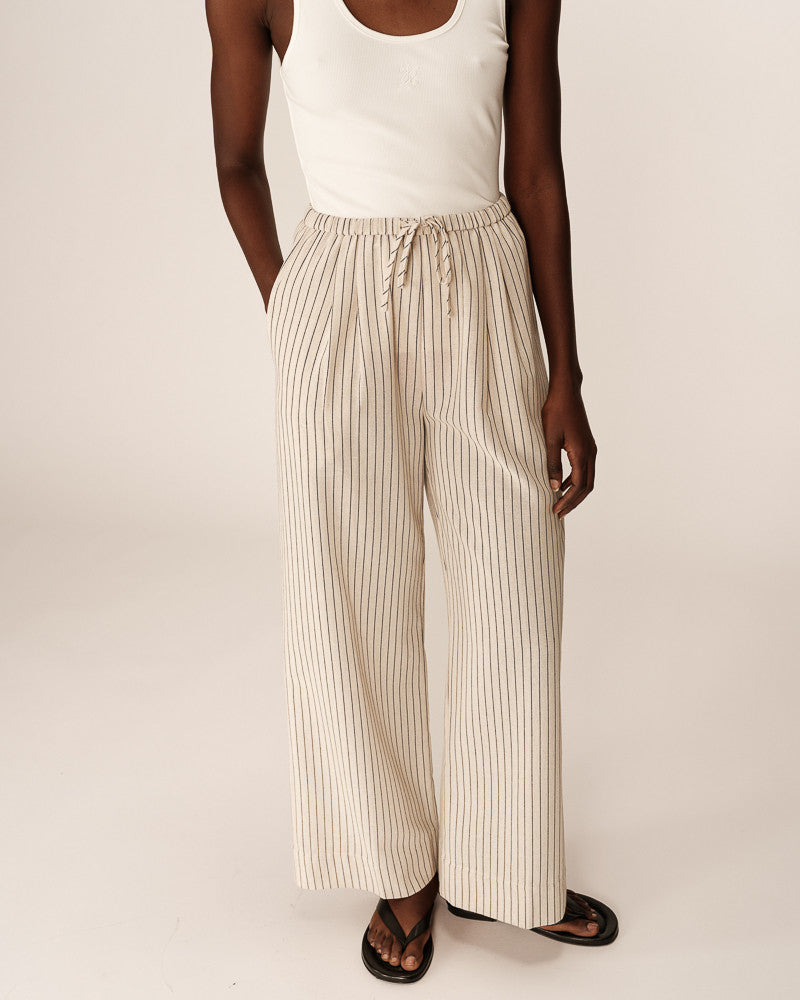 Grace & Mila Perry pinstripe soft trouser Beige