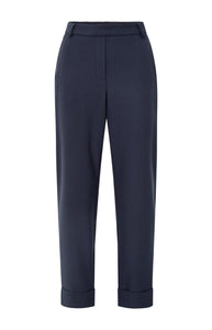 YAYA trouser with elastic waistband and turn up hem Inkwell Blue