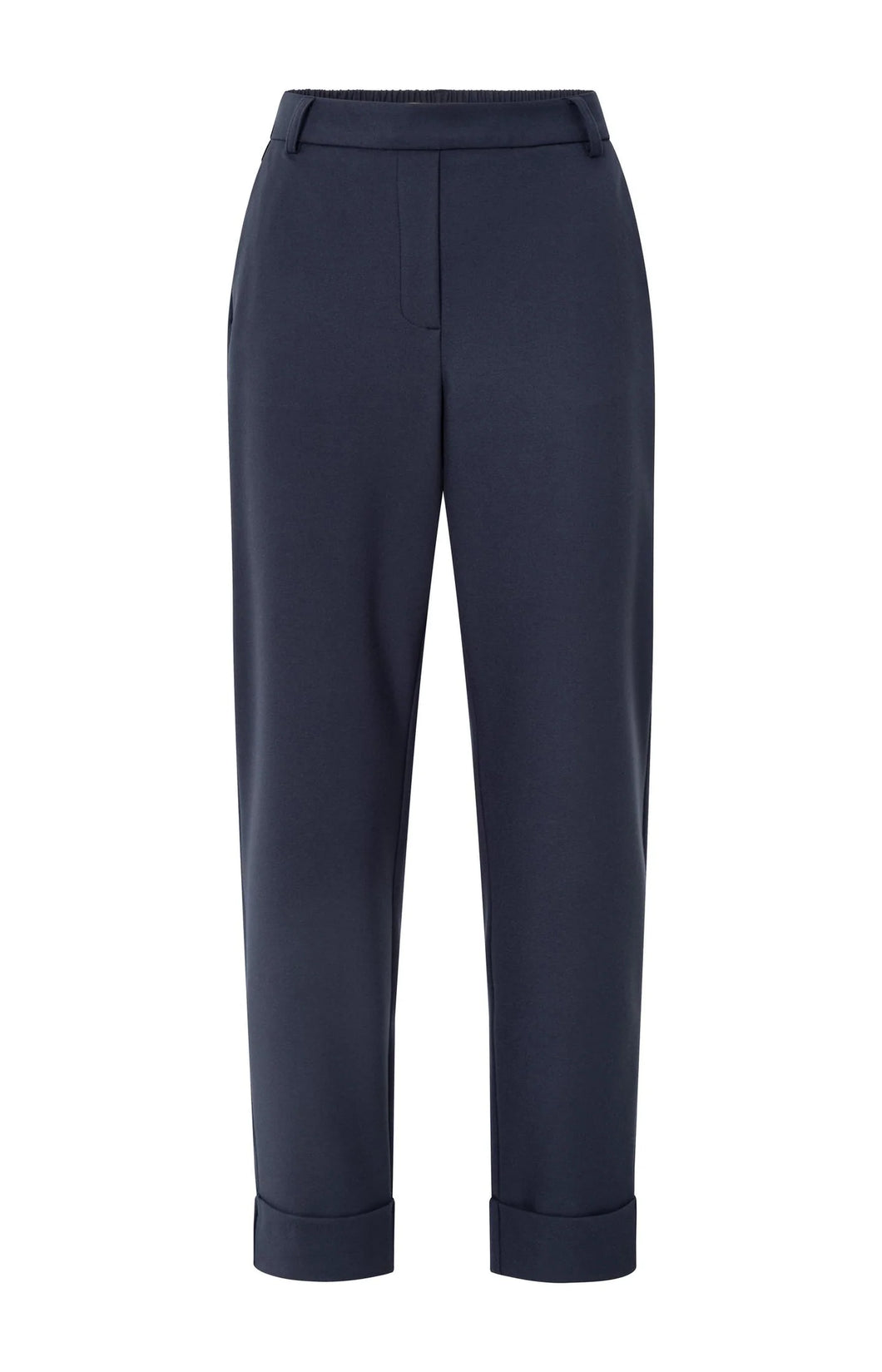 YAYA trouser with elastic waistband and turn up hem Inkwell Blue