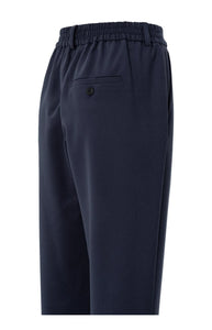 YAYA trouser with elastic waistband and turn up hem Inkwell Blue
