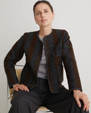 Load image into Gallery viewer, Yerse Graz boiled wool stripe jacket Chocolate Grey
