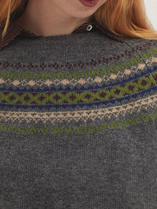 Nice Things Greca jacquard sweater Dark Grey Melange