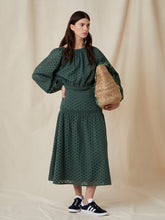 Load image into Gallery viewer, Great Plains Atol broderie anglaise long sleeve top Tropical Green
