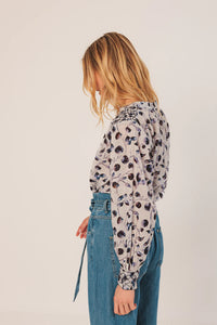 Indi & Cold Hand smocked foral print shirt Night Blue