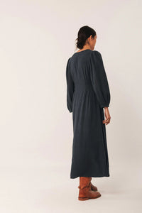 Indi & Cold Crepe shirred waist dress Navy