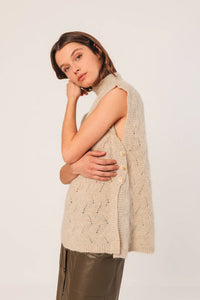 Indi & Cold Crochet button side tunic Natural