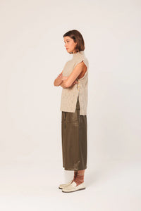 Indi & Cold Crochet button side tunic Natural