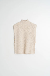 Indi & Cold Crochet button side tunic Natural
