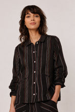 Load image into Gallery viewer, Indi &amp; Cold Multi stripe twill overshirt Carbon Multi
